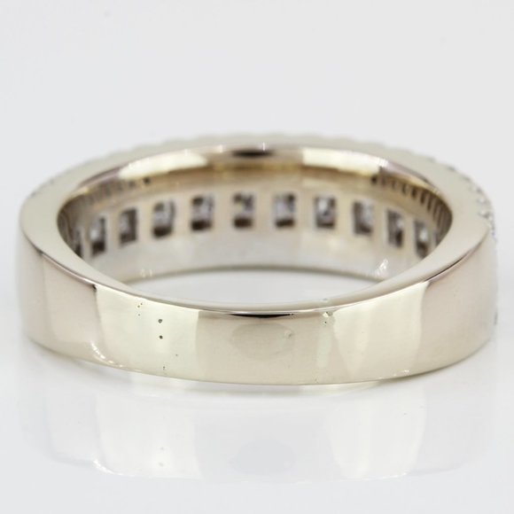 18k White Gold Princess & Round Diamond Bridal Anniversary Wedding Ring Band - Picture 5 of 7